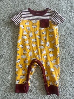 Cat and Jack BabyYellow & Burgundy Raccoon Print One-Piece